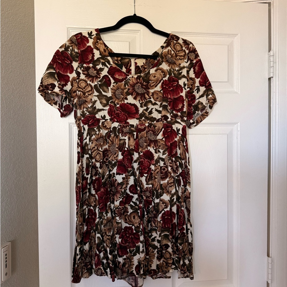 Vintage Floral Mini Dress 💐🤎